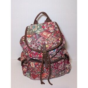 Mudd Vintage Backpack Pink/Brown/Blue/Orange with Cinch Buckle Drawstring